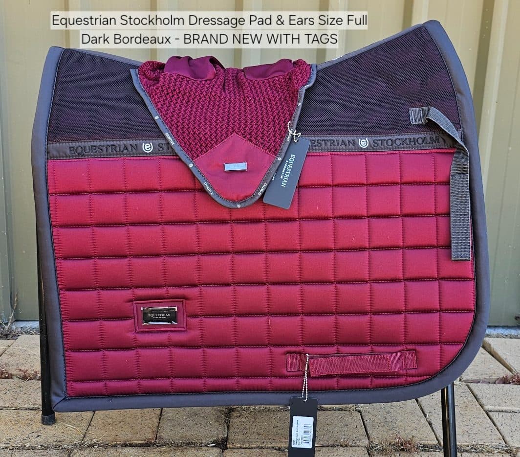 Equestrian Stockholm Sportive Dark Bordeaux Dressage Pad & Ear Hood — image 1