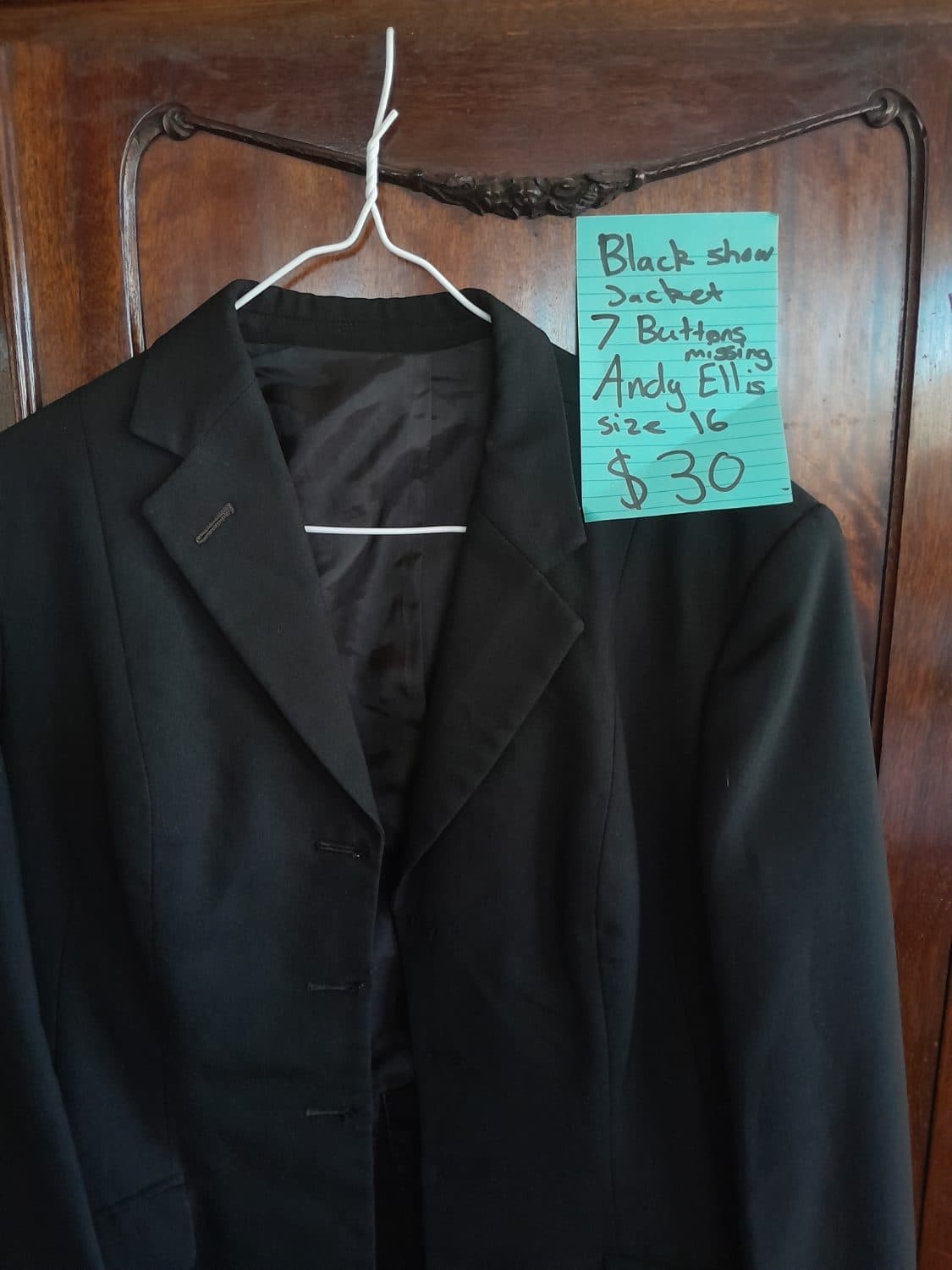 Andy Ellis black show jacket size 16 (most buttons missing) — image 1