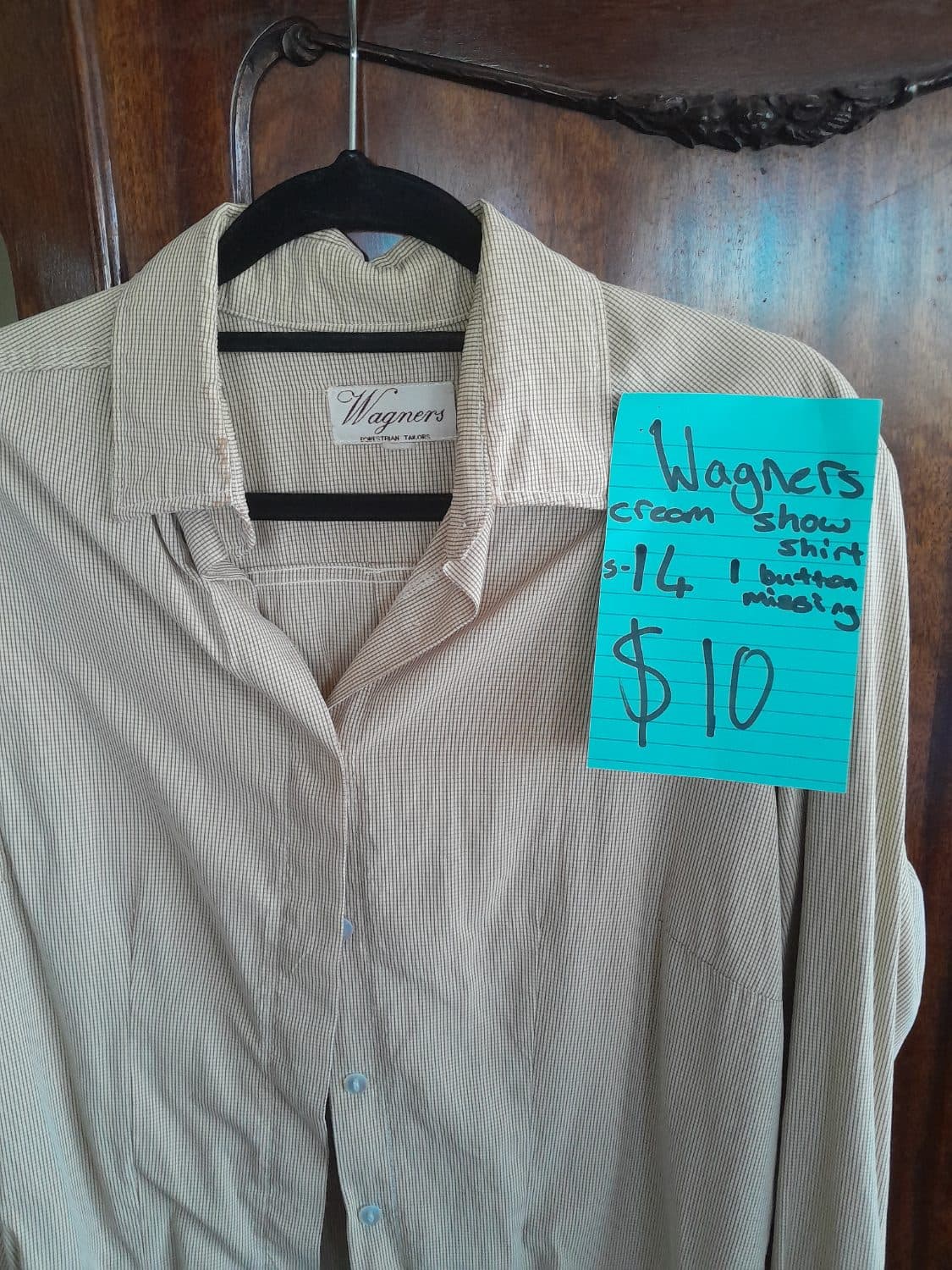 Wagners long sleeve cream show shirt size 14 — image 1