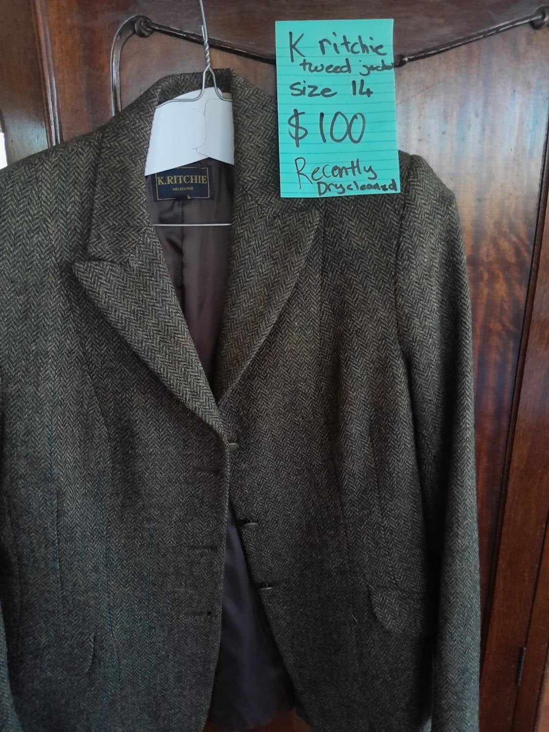 K Ritchie dark tweed jacket size 14 — image 1
