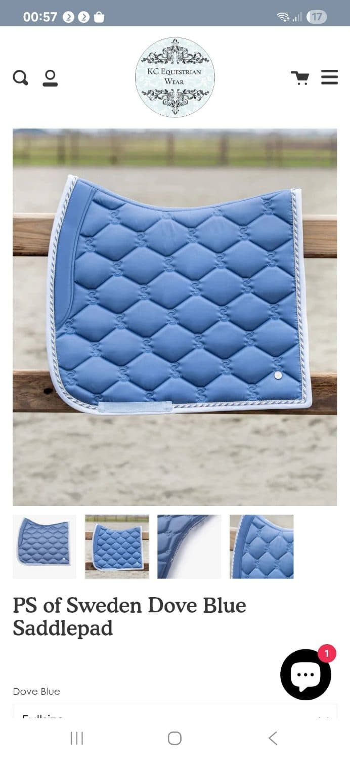 PS of Sweden Dove Blue Saddle Pad and Allure Blue Bandages