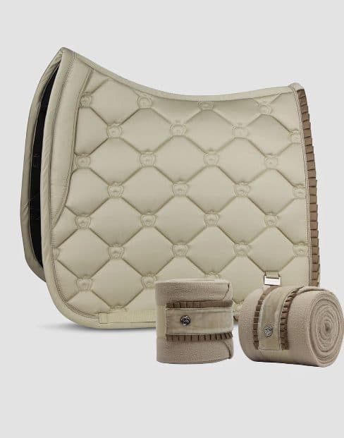 PS of Sweden Light Sand Ruffle Dressage Saddle Pad and matching bandages - Brand new, never used — image 1