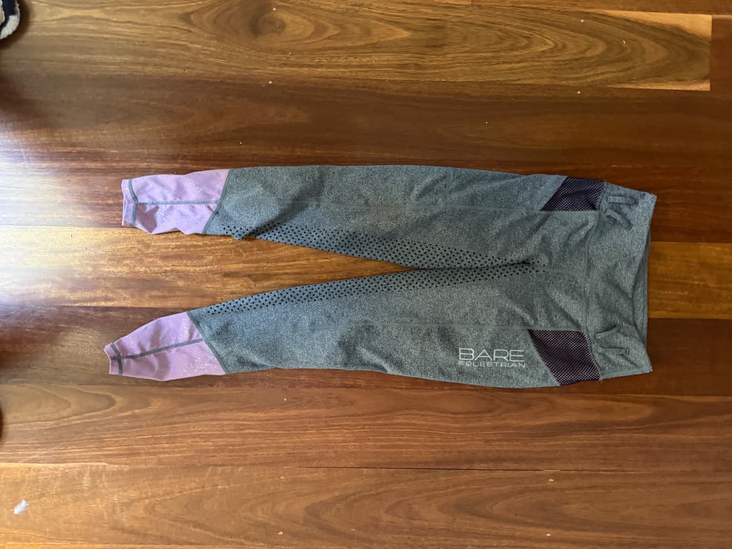 Bare equestrian pink and grey riding tights — image 1